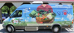 The new Seton harvest Veggie Van will travel throughout the Evansville area this spring and summer to encourage healthy eating and share recipes and fresh produce. The Message photo by Tim Lilley.