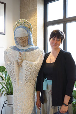 Rachel Witt, a parishioner of the Cathedral of St. Mary of the Immaculate Conception, created a mosaic statue of Mary as a gift for the parish. (Photo by Caroline B. Mooney)
