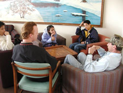 Bill Bickel speaking with clients