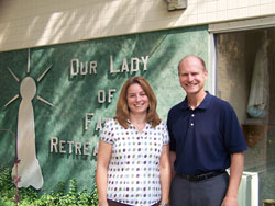 St. Pius X parishioner Sandy Pasotti, guest services manager at Our Lady of Fatima Retreat House in Indianapolis, has been named interim director of the retreat house by Archbishop Daniel M. Buechlein. Her appointment is effective on July 1. Rick Wagner, the current director, also a St. Pius X parishioner, recently accepted a position as principal of St. Theodore Guérin High School in Noblesville, Ind., in the Lafayette Diocese.