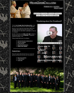 A screenshot of the new archdiocesan vocations website, HearGodsCall.com 