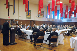 Archbishop Daniel M. Buechlein speaks to members of the board of directors of the Catholic Community Foundation and other guests at the foundation’s annual meeting on Nov. 4 at the Archbishop O’Meara Catholic Center in Indianapolis. (Photo by Sean Gallagher)