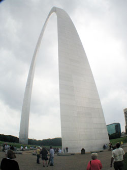 The famous Gateway Arch, a National Park Service monument which is 630 feet tall, welcomes visitors to St. Louis. Windows enclose a small viewing area at the top of the popular tourist destination on the west bank of the Mississippi River. Named for King St. Louis IX of France, St. Louis is best known for being the Gateway City to the West. (File photo by Brandon A. Evans)
