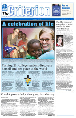 Assistant editor John Shaughnessy’s story about Jenna Knapp’s mission work in Uganda won first place in the Society for the Propagation of the Faith’s “Interview with Missionaries” category. Knapp is a graduate of Brebeuf Jesuit Preparatory School in Indianapolis. The Criterion recently won a total of six awards from the Catholic Press Association and the Society for the Propagation of the Faith.