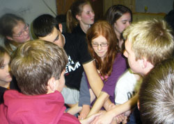 Teenagers at St. Malachy Parish in Brownsburg participate in a youth ministry event on Oct. 30, 2009. Youth ministers across the archdiocese help pass on the faith to teenagers in a variety of ways. (Submitted photo)
