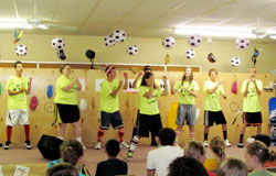 Members of the 2010-11 Youth Ministries Activities Team perform a skit for Middle School Jamboree participants on Sept. 18 at St. Mary Parish in Lanesville. Fifty youths attended this year’s daylong gathering. (Submitted photo)