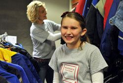 Now 11, Makenzie Smith of St. Mary Parish in Navilleton has led a coat collecting drive to help people in need for the past five years. This year, Makenzie’s Coat Closet collected more than 4,000 coats that were distributed to people from southern Indiana and northern Kentucky on Dec. 14, 2010. (Submitted photo/Kevin Smith)