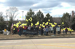 40 Days for Life participants rally in front of the Planned Parenthood facility at 86th St. and Georgetown Road in Indianapolis on March 3 to mark the spring campaign’s midpoint. (Submitted photo)