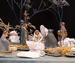 This Nativity scene, titled “Lightness of Being,” Genella Ossi, Italy, is among the 1,300 crèches from different parts of the world in the collection on display at the International Marian Research Institute at the University of Dayton in Dayton, Ohio. (Photo courtesy the International Marian Research Institute at the University of Dayton)