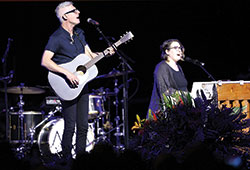 Catholic musicians Matt Maher and Audrey Assad perform on July 3, 2017, during the “Convocation of Catholic Leaders: The Joy of the Gospel in America” in Orlando, Fla. Both artists are among the musicians whose songs inspire young people’s lives of faith. (CNS photo/Bob Roller)