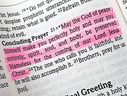 This Scripture passage from 1 Thes 5:23 points to the importance of health to more than just the body. (Photo by Natalie Hoefer)