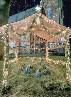 This Nativity scene, created by members of the Hispanic community of Holy Trinity Parish in Edinburgh, was stolen from the parish grounds last year, just before the feast of Our Lady of Guadalupe on Dec. 12. Members of the parish’s Hispanic community plan to build another Nativity scene before Christmas. (Submitted photo)