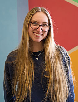 Juliana Riddle is often drawn to the chapel at Roncalli High School in Indianapolis, where she is a senior. The National Catholic Educational Association recently chose her as one of just 12 Catholic students from across the country for its Youth Virtues, Valor and Vision Award. (Submitted photo)