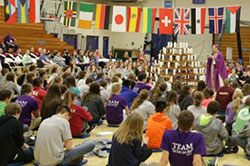 Bishop Charles C. Thompson speaks to hundreds of youth and young adults attending the Diocese of Evansville's 2017 Source Summit Retreat, held March 17-19 at Reitz Memorial High School in Evansville. The Message photo by Tim Lilley