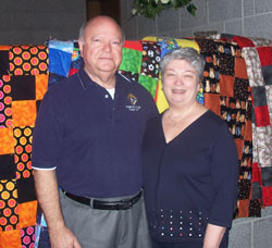 Jim and Carol Tosconi provide quilts to students who attend the Gibault School in Terre Haute. The quilts were blessed Sunday, March 20, at Our Lady of Good Hope in Fort Wayne by Msgr. Bruce Piechocki, pastor, and then delivered to Terre Haute.