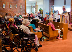 Bishop Kevin C. Rhoades celebrated Mass Aug. 5 at Provena Sacred Heart Home in Avilla.