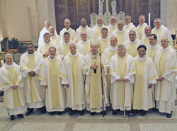 Deacons with the archbishop at their 2008 ordination (Photo by Larry Mowat)