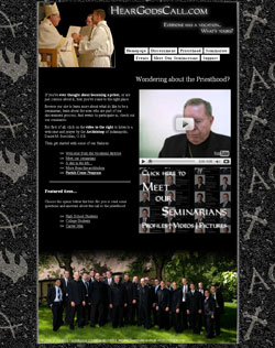 A screenshot of the new archdiocesan vocations website, HearGodsCall.com 