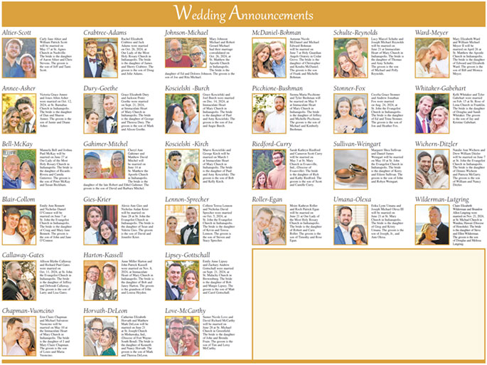 Weddings announcements for Fall 2024
