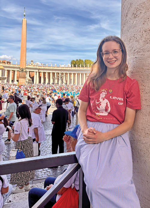 Sophia Chamblee came to St. Peter’s Square at the Vatican on Sept. 7 for the canonization Mass honoring the saint who changed her life—St. Carlo Acutis. (Submitted photo)
