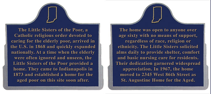A copy of the text from two sides of the new historical marker at 520 E. Vermont. St. in Indianapolis which honors the work of the Little Sisters of the Poor in Indianapolis. (Graphic by Brandon A. Evans)