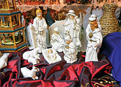 This Nativity set, one of the roughly 1,000 crèches and Nativity-related items Larry and Amy Higdon have collected, is included among the couple’s display in their barn in Fairland. (Photo by Natalie Hoefer)