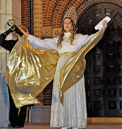 The Christmas angel greets visitors for the opening of the annual Christkindlmarkt in Ferdinand, Ind., in the Evansville Diocese. (File photo by Natalie Hoefer)