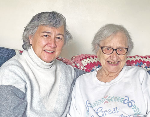 Ginny Maher, left, praises the way her mom, Mary Gin, has always put her children, family and friends first, with a love that embraces all, especially during the challenges of life. (Photo courtesy of Pat Maher)