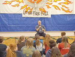 Doug Barry speaks to youth at The Call retreat, held April 30-May 1 at St. Joan of Arc Parish in Kokomo.