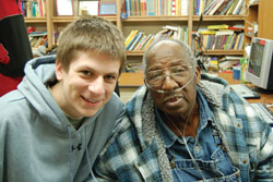 Lucious Newsom (right), founder of the Lord’s Pantry in Indianapolis, asked St. Elizabeth Ann Seton parishioner Stephen Champlin to run a food program for children in need. (Photo by Caroline B. Mooney)