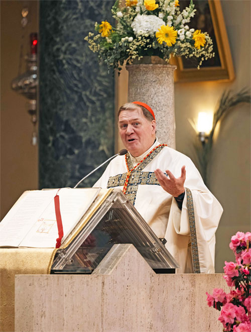 Cardinal Joseph W. Tobin of Newark, N.J., gives his homily at Mass at the Church of St. Mary of the Graces, the cardinal's titular church in Rome, May 4, 2025. (CNS photo/Kendall McLaren)