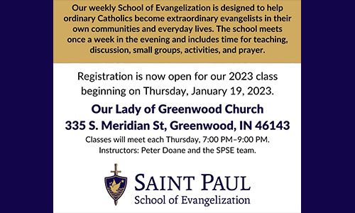 St. Paul Street Evangelization 2023 class starting in January 2023