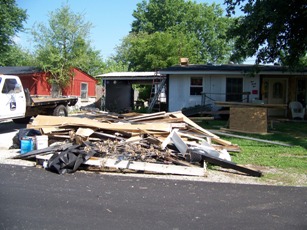Debris outside flooded home