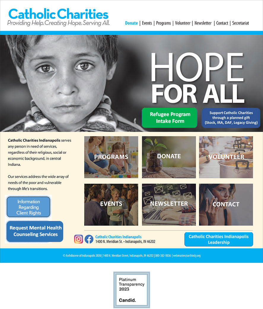Catholic Charities: Providing Help. Creating Hope. Serving All.