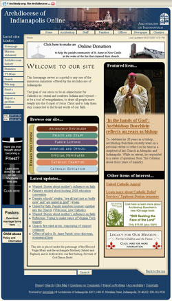 A screenshot of the archdiocesan homepage. 