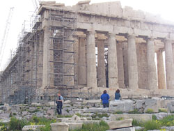 Pilgrims participating in Saint Meinrad Archabbey’s “Following in the Steps of St. Paul” pilgrimage from March 3-13 tour the ruins of the Parthenon at the Acropolis in Athens, Greece. (Submitted photo) 