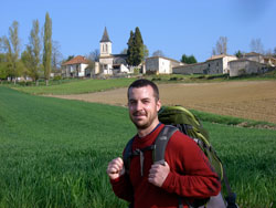 Seminarian Dustin Boehm hikes on April 9, 2009, in southern France on his way to Santiago de Compostela at the western tip of Spain. He walked 850 miles to the shrine to which pilgrims have journeyed for more than 1,000 years. (Submitted photo)
