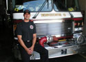 Firefighter and Truck