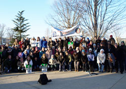 Nearly 70 college students and young adults from the Archdiocese of Indianapolis participate in the annual March for Life on Jan. 24 in Washington, D.C. (Photo by Matt Faley)