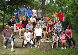 Teenagers and youth ministry leaders from St. Agnes Parish in Nashville, and St. Ann, St. Benedict and Sacred Heart of Jesus parishes in Terre Haute spent three days in early August assisting people in need in Brown County. (Submitted photo)