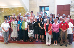 Parish catechetical leaders from across central and southern Indiana pose on Sept. 23, 2010, at St. Bartholomew Church in Columbus during the annual Fall Day meeting of the Association of Parish Administrators of Religious Education. (Submitted photo)