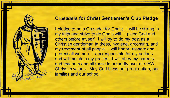 Crusaders for Christ Gentlemen’s Club Pledge