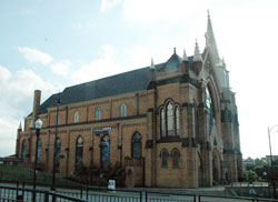 St. Mary of the Mount Church, dedicated in 1897, stands atop Mount Washington and can be seen from many points across Pittsburgh. (Photo by Sean Gallagher)