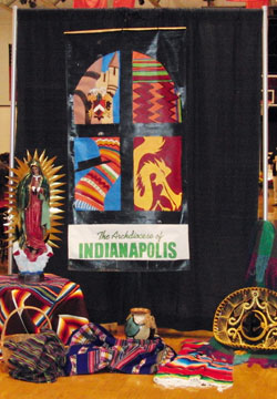 This colorful display, including an image of Our Lady of Guadalupe, was featured at the Hispanic ministry event on Sept. 29 at Cardinal Ritter Jr./Sr. High School in Indianapolis. (Submitted photo)