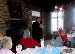 Archbishop Joseph W. Tobin shares his insights on promoting the Catholic faith on Feb. 9 at the Abe Martin Lodge in Brown County State Park during a retreat sponsored by the Association of Parish Catechetical Leaders. (Submitted photo)