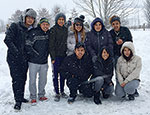 Students in the snow