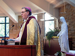 Archbishop Joseph W. Tobin offers a reflection on Mary during the archdiocesan Marian Jubilee for the Holy Year of Mercy on Oct. 8 at St. Bartholomew Church in Columbus. (Photo by Mike Krokos)