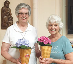 With the help and input of Franciscan Sister Margie Niemer, left, Jeannine “Andy” Murphy created A Sign of the Cross, a film that captures the lives and the 165-year history of the Franciscan sisters in Oldenburg. (Submitted photo)