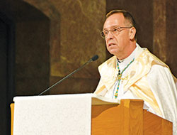 Archbishop Charles C. Thompson delivers a homily during a “Holy Hour of Prayer, Penance and Healing” on Sept. 15 at SS. Peter and Paul Cathedral in Indianapolis. (Photo by Natalie Hoefer)