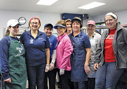 The cafeteria staff at Our Lady of Providence High School in Clarksville are instrumental in continuing the school’s tradition of Soup Day, an effort to help the poor and the homeless. Staff members include Lindsey Rutherford, left, Karen Hennessey, Penny Schroeder, Maria Agtuca, Donna Burke, Aggie Kiesler, Elisa Bary and Sarah Gahagen. (Submitted photo)